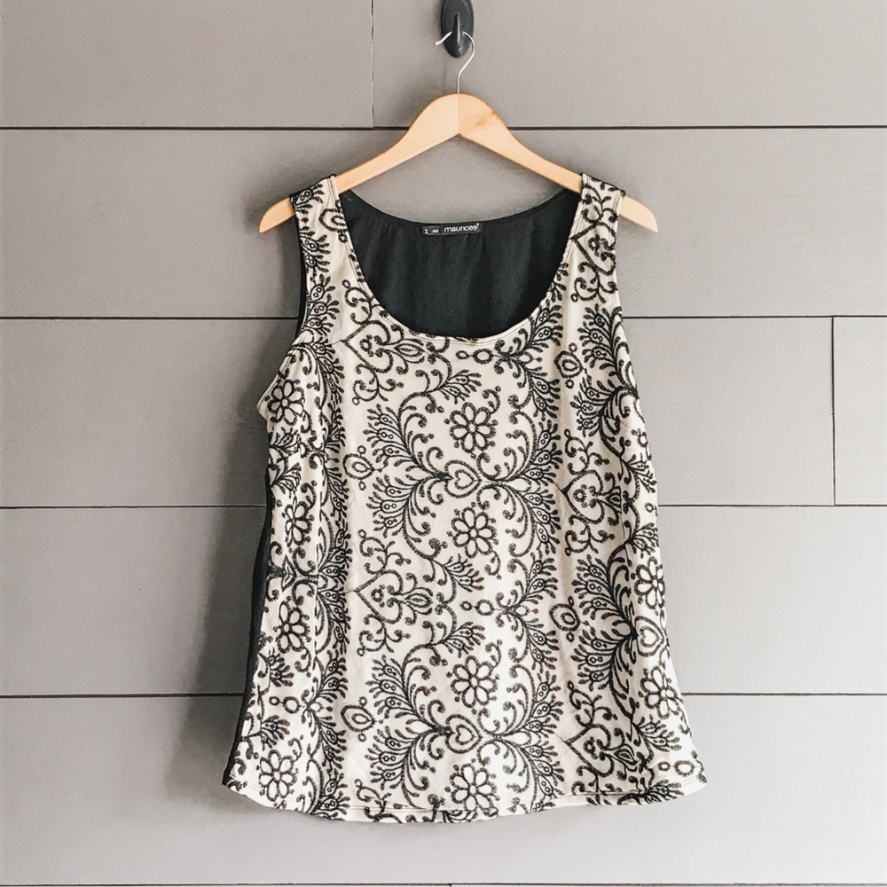 Plus size dressy black and white blouse tank
